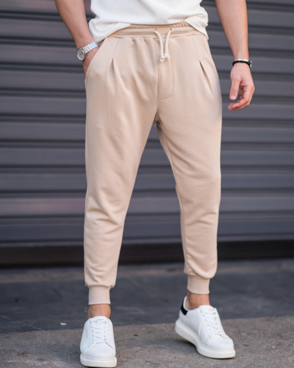 HENRY_CLOTHING_BEIGE_CLASSIC_TRACKPANTS